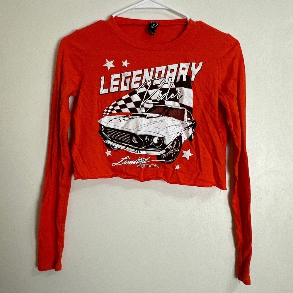! Windsor Orange Legendary Rider Long Sleeve Crop Top Women Size S